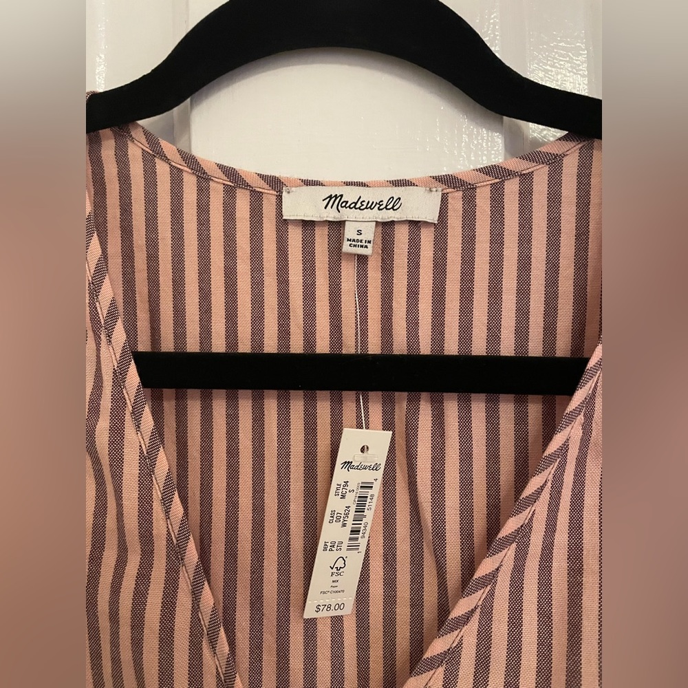 Madewell Puff-Sleeve Peplum Wrap Top in Stripe - Picture 5 of 5